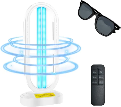 Feefir Desinfectante de luz UV, dispositivo de desinfección UVC para el hogar con control remoto y temporizador de 4 velocidades, desinfectante de