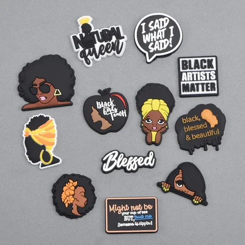 Miniatura 4 de UNN Dijes de zapatos negros para decoración de zuecos, para niños, niñas, adultos, mujeres, regalos de cumpleaños, suministros de fiesta