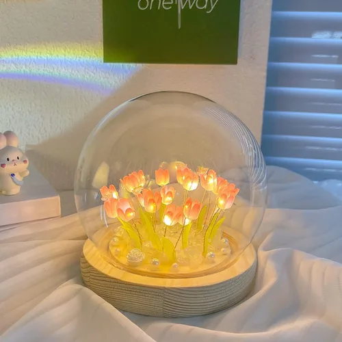 Miniatura 2 de Luz nocturna de tulipán hecha a mano, decoración de tulipanes para dormitorio, luz de sueño, atmósfera, simulación, flores, regalo de cumpleaños 20