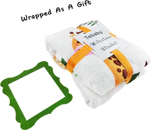 Miniatura 3 de Manta mensual de hito para bebé, diseño de animales de la selva, manta neutral para el mes del recién nacido, regalo personalizado para ducha