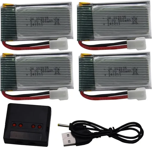 Miniatura 2 de Blomiky Paquete de 4 baterías de 3.7 V 500 mAh 1.85 Wh 25C MX2..0 Plug Lipo batería y caja de tablero adecuado para Q9S Syma X5C X5 RC Quadcopter
