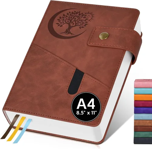 Miniatura 7 de PAIBAS Cuaderno de diario con líneas gruesas de 365 páginas para hombres y mujeres, diarios grandes de cuero A4 para escribir, cuadernos de tapa