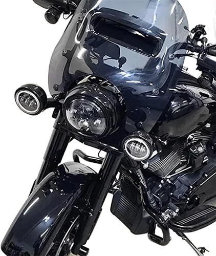 Miniatura 2 de Auxiliar luz de paso cubierta de la lámpara antiniebla soporte de la vivienda para Harley Street Electra Glide Road King Led 4.5 '' niebla luz