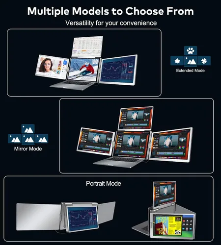 Miniatura 8 de Extensor de pantalla para portátil de 14 pulgadas, extensor de monitor FHD 1080P IPS, solo 1 cable para monitor cuádruple de 3 pantallas, extensor