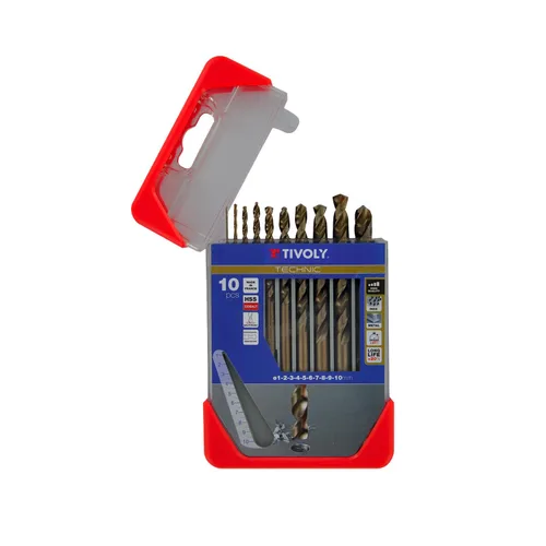 TIVOLY - Juego de brocas metálicas de alto rendimiento - Perforación especial para acero inoxidable y aceros resistentes - 10 taladros de cobalto