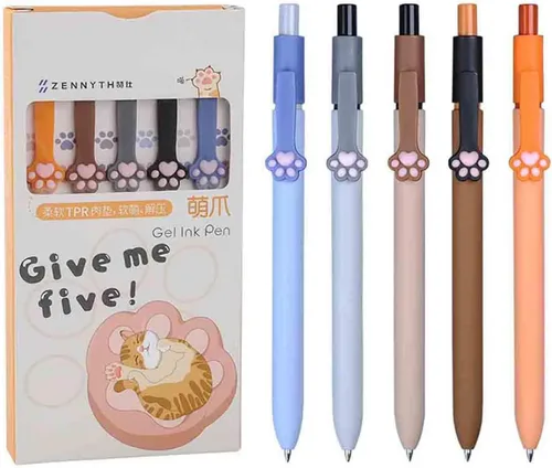 Miniatura 6 de BXCNCKD Lindo bolígrafo para gatos, bolígrafo telescópico de garra de gato, lindo bolígrafo kawaii, bolígrafo de tinta negra japonesa con 5