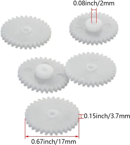 Miniatura 4 de Bettomshin 30 piezas de dientes de engranaje de plástico de 0.5 módulos modelo 322A OD 17mm/0.66" x diámetro del agujero 2mm/0.08" x espesor