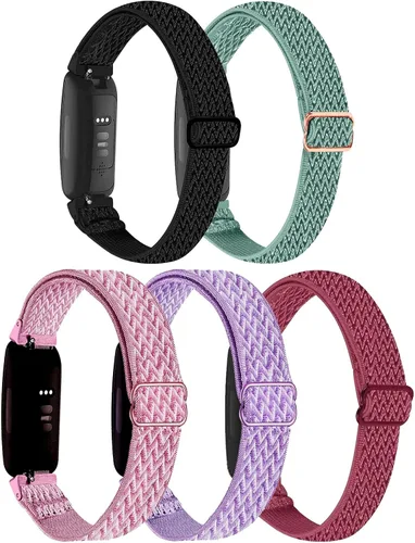 Miniatura 7 de Paquete de 5 bandas elásticas de nailon compatibles con Fitbit Inspire 3/Inspire 2/Inspire HR/Inspire, correa deportiva de repuesto ajustable
