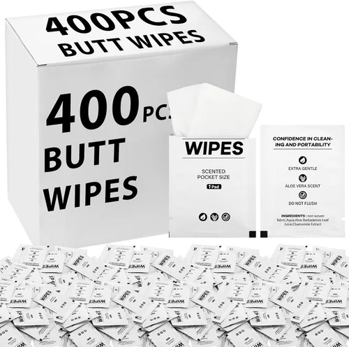 Miniatura 8 de 400 piezas de toallitas húmedas para el trasero para mujeres, toallitas envueltas individualmente para mujeres, hombres, viajes, limpieza de manos