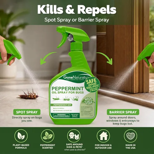 Miniatura 5 de Spray de aceite de menta para insectos, repelente de insectos extra fuerte y espray de insectos para el hogar, mata y repele hormigas, cucarachas
