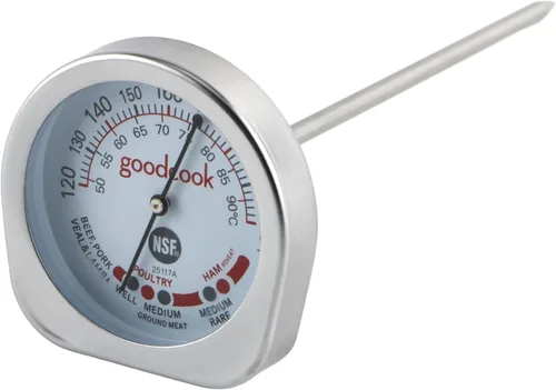 Miniatura 2 de GoodCook Termómetro diario para carne con esfera bidireccional que muestra la temperatura y el tipo de carne con sonda de acero inoxidable, incluye