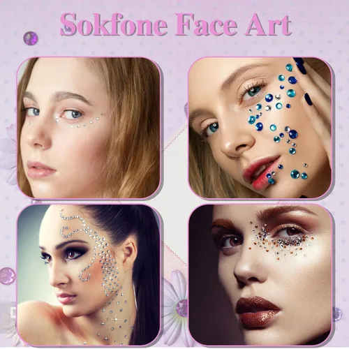 Miniatura 3 de 3 hojas de gemas de diamantes de imitación autoadhesivos para la cara, maquillaje, uñas, manualidades (rojo rosa)