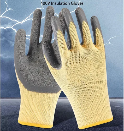 Miniatura 3 de Hilitand Guantes de trabajo de aislamiento ignífugos, guantes de electricista de goma de 400 V con textura antideslizante en tela de nailon