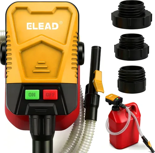 Bomba de transferencia de combustible alimentada por batería, 3.2 GPM sin derrames, bomba de sifón portátil de gasolina con 3 adaptadores, manguera