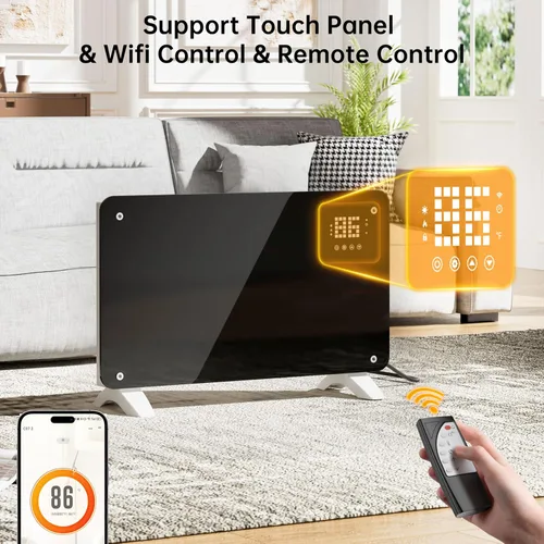 Miniatura 2 de SUNDATE Calentador de convección con control Wifi, calentador de espacio interior, calefacción eléctrica de 1500 W con control remoto, pantalla