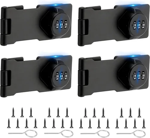 Miniatura 12 de Cerradura de gabinete sin llave con código de combinación, cerradura de cerrojo de contraseña de 3 dígitos para cajones, puerta de armario plegable