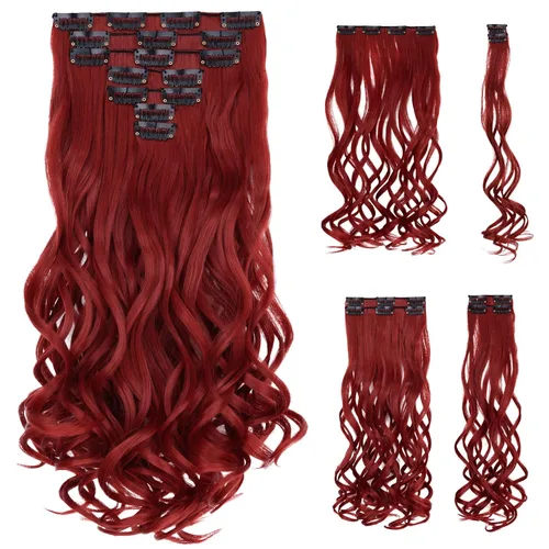 Miniatura 26 de SYXLCYGG Extensiones de cabello rubio, 2 unidades, extensiones de cabello con clip de 22 pulgadas, 5 onzas, lacio, sintético, esponjoso, rubio