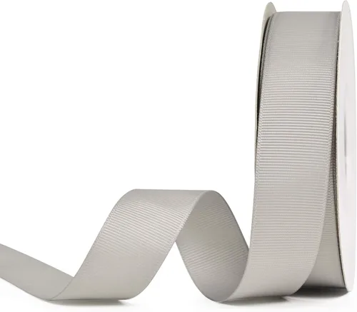 Miniatura 134 de YAMA Rollo de cinta de grogrén sólido, 1 pulgada, 25 yardas para cintas de envoltura de regalos, color blanco