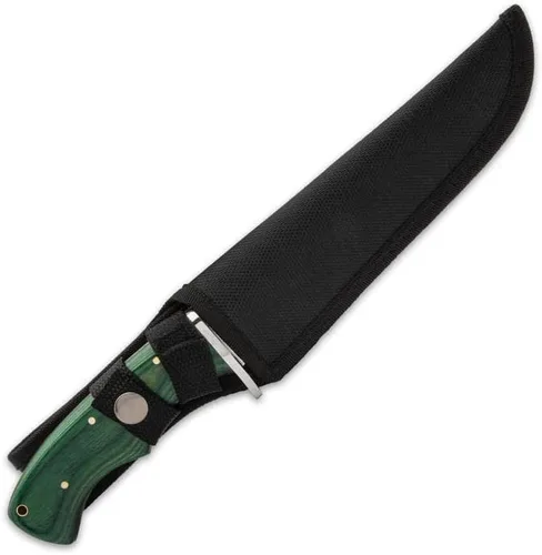 Miniatura 2 de Timber Wolf Celtic Legend - Cuchillo de hoja fija con vaina, hoja de acero inoxidable 3CR13, mango de madera verde Kelly, protector de acero