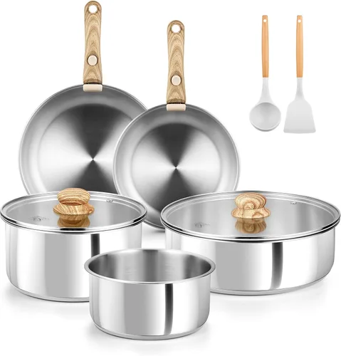 Juego de utensilios de cocina de acero inoxidable KOCH SYSTEME CS, juego de ollas y sartenes de acero inoxidable 18/10 de 11 piezas, ollas y
