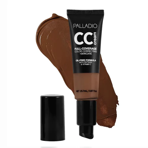 Miniatura 20 de Palladio Crema CC de Corrección de Color de Cobertura Completa, Sin Aceite con Péptidos y Vitamina C, Base de Cobertura Ajustable