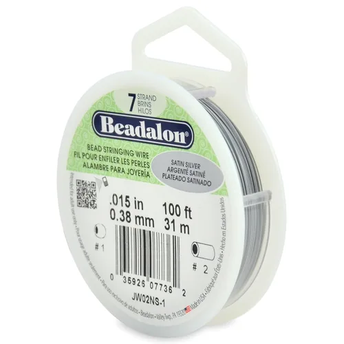 Miniatura 23 de Alambre de enhebrado de cuentas de acero inoxidable de 7 hebras, 0.021 pulgadas / 0.53 mm, brillante, 100 pies / 31 m