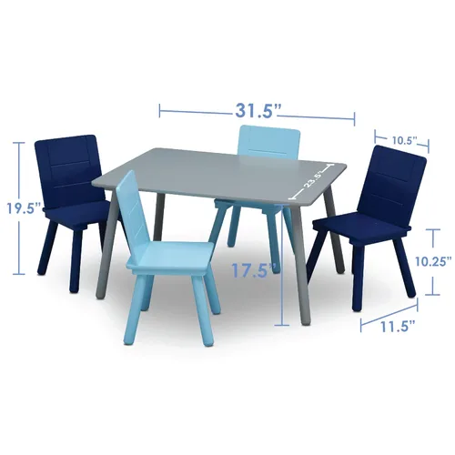Miniatura 8 de Delta Children Conjunto de mesa y sillas para niños (4 sillas incluidas), gris/azul