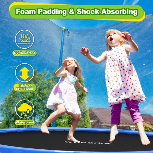 Miniatura 8 de Almohadilla para Trampolín, 10ft 12ft 14ft 15ft 16ft Almohadilla de Seguridad de Repuesto para Trampolín, Impermeable y Resistente al Desgarro Azul