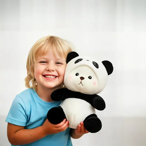 Miniatura 2 de Oso de Peluche de Dibujos Animados con Ropa Cruzada, Oso de Peluche Lindo con Gorra de Stitch Removible (Panda Negro, 27.9 cm / 0.23 kg)
