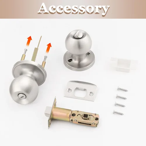 Miniatura 6 de Probrico Paquete de 10 pomos redondos para puerta de cama/baño, función de privacidad para baño/dormitorio, pomos de puerta interior con cerradura
