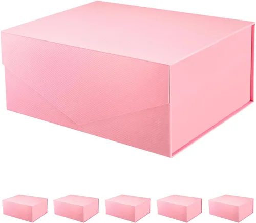 Miniatura 7 de PACKHOME Caja de regalo de 9 x 6.5 x 3.8 pulgadas, caja plegable rectangular con tapa magnética para embalaje de regalo (rosa mate, textura de grano)