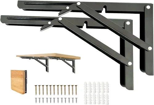 Bisagra de Mesa Plegable de 20 Pulgadas, 2 Piezas Soportes de Estante Plegables para Estante Plegable, Soportes de Mesa Plegable de Montaje en Pared