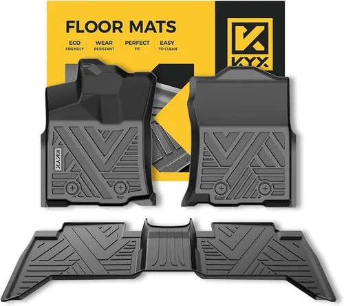 KYX - Juego de tapetes para auto de goma de elastómero termoplástico, para fila delantera y trasera, sin olor, antideslizantes y aptos para todo