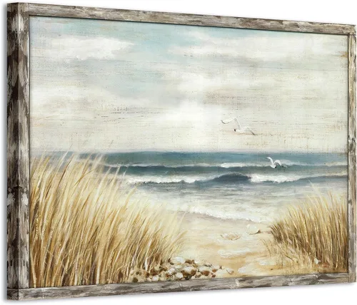 Miniatura 8 de Lienzo decorativo para pared, camino de playa: camino de arena con pintura de valla a la costa, impresiones artísticas para baño