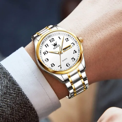 Miniatura 3 de OLEVS Reloj de negocios de lujo esfera grande fácil de leer reloj analógico de cuarzo con fecha de día relojes clásicos impermeables con números
