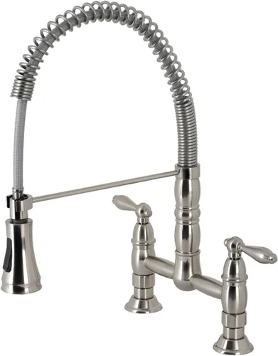 Miniatura 9 de Kingston Brass GS1273AL Heritage - Grifo de cocina con rociador extraíble, latón antiguo, 14.13 x 10 x 18.75 pulgadas