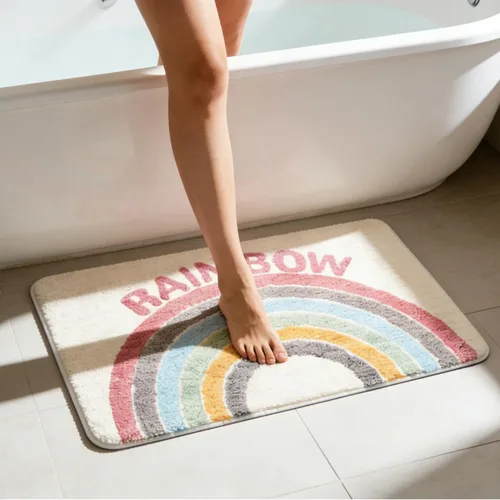 Hi Space Alfombra de baño de 31.5 x 19.7 pulgadas, antideslizante, lavable a máquina, suave, absorbente, bonita, alfombra de baño de felpa para