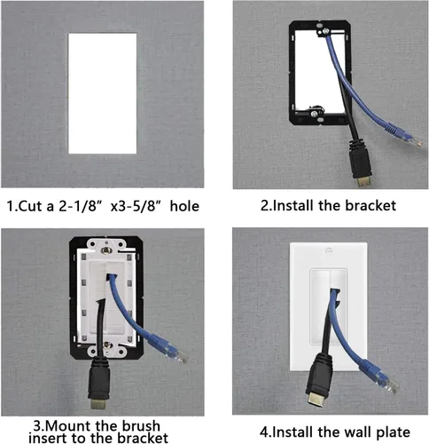 Miniatura 4 de Sing Gang - Placa de pared con soporte de montaje de bajo voltaje, paquete de 2, placa frontal de paso para cable de altavoz, cable coaxial, cable