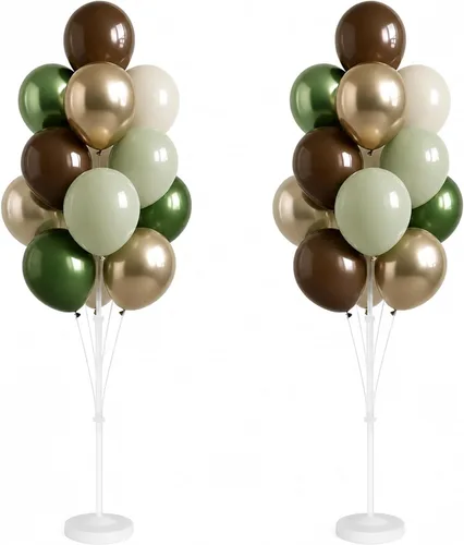 Miniatura 12 de Kit de columna de globos para piso: juego de 2 soportes para globos, con globos cromados metálicos negros y dorados, base y poste, decoración