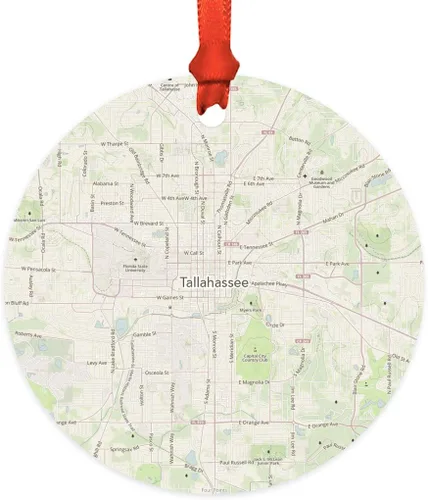 Miniatura 39 de Andaz Press Mapa de la ciudad de Estados Unidos redondo de madera natural MDF ornamento de Navidad, Akron, Ohio Vintage Mapa, 1 paquete, larga