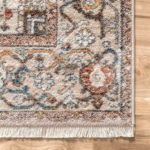 Miniatura 8 de NuLOOM - Alfombra con diseño de medallón, con flecos, modelo Ethel Harriet Marrón Claro