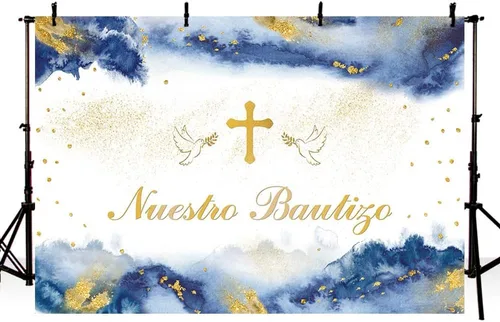 Miniatura 2 de MEHOFOND Fondo de fotografía de Nuestro Bautizo de 7 x 5 pies para niños y niñas, decoración de fiesta de bautizo mexicano para niños y niñas