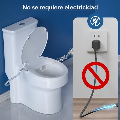 Miniatura 4 de Clirass Asiento de inodoro de bidé redondo con cierre silencioso, asiento de inodoro de bidé no eléctrico con boquillas duales autolimpiables, se