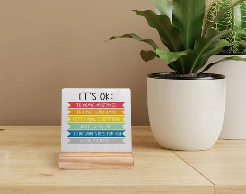 Miniatura 2 de Placa de madera con soporte de madera, citas inspiradoras, letrero de madera para decoración de escritorio para el hogar, aula, escuela, terapia