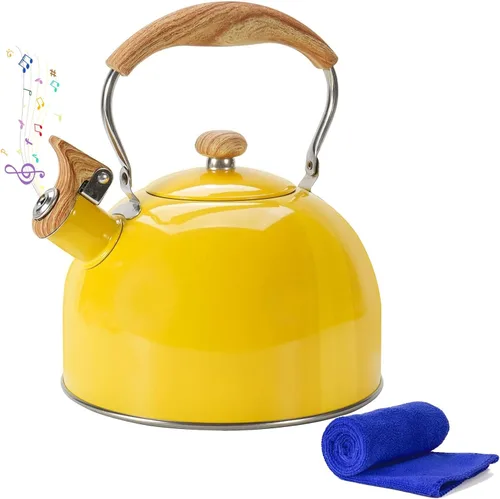 Miniatura 10 de Hervidor de Té, Hervidor de Té Silbante para Estufa de 2.6 Cuartos, Teteras para Estufa de Acero Inoxidable Grado Alimentario, Mango