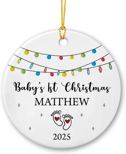 Miniatura 11 de Adorno personalizado de primera Navidad para perro, adorno de cerámica para la primera Navidad del cachorro, decoración de árbol de Navidad, adorno