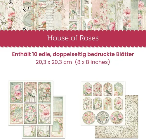 Miniatura 2 de STAMPERIA INTERNATIONAL, KFT Scrapbooks - Bloc de papel de 8 x 8 pulgadas, 10 unidades, rosa de casa, 20.3 x 20.3 (8 x 8 pulgadas), multicolor