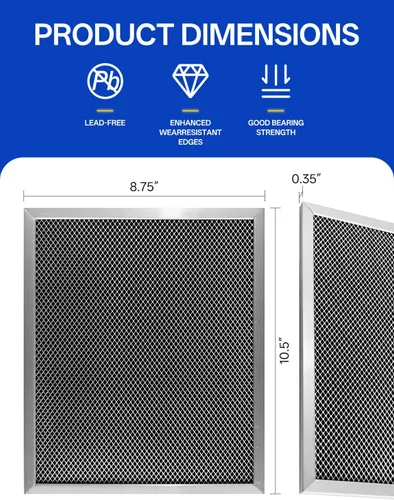 Miniatura 2 de 97007696 - Filtro de campana extractora B-roan de 10.5 x 8.8 pulgadas, repuesto de filtro de ventilación de estufa para ventilador de escape sin