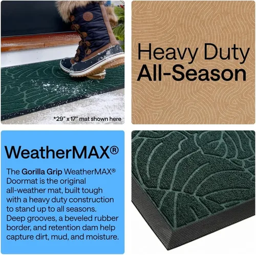 Miniatura 3 de Gorilla Grip WeatherMax - Tapete para todas las estaciones 100% impermeable, 23 x 35 pulgadas, goma natural duradera, resistente a manchas y Verde