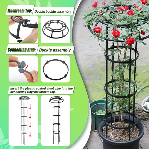 Miniatura 5 de Quibbay Enrejado de jardín para plantas trepadoras al aire libre, enrejado superior de hongo de 65 pulgadas para plantas trepadoras, soporte